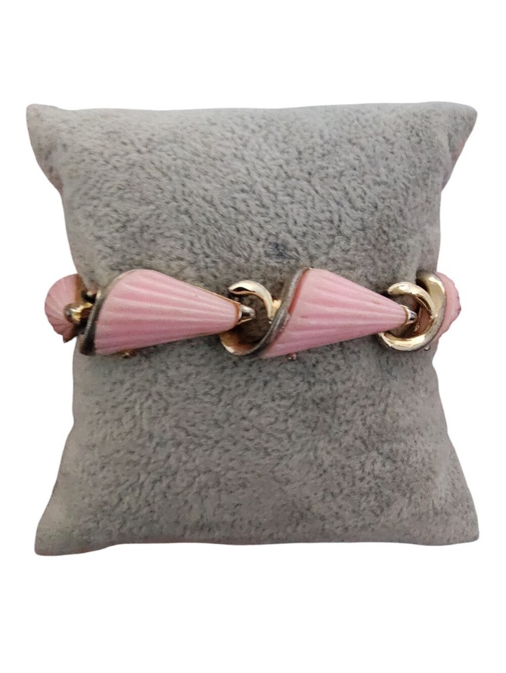 Vintage Lisner Pink & Gold Tone Link Bracelet